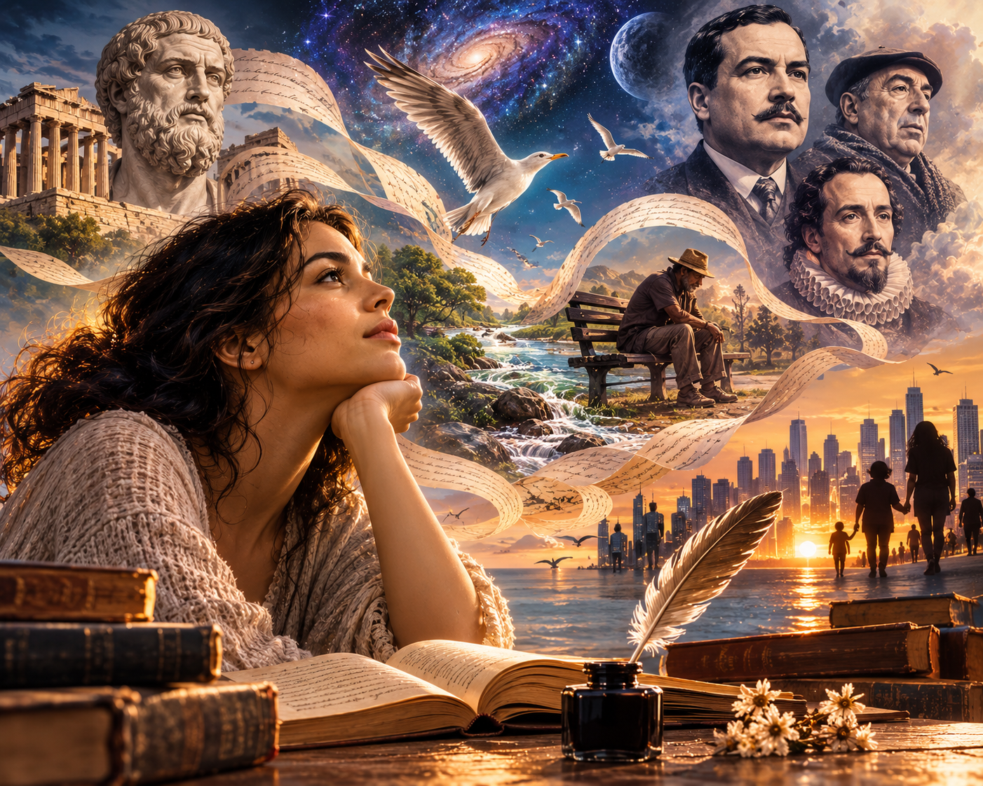 El poeta y su cosmos poético | Foto: generada por ChatGPT