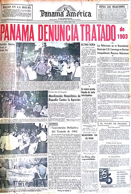 Portada del diario El Panam� Am�rica, del 10 de enero de 1964